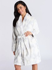 Boux Avenue Dressing Gown Women's Fluffy Ombre Midi Bath Robe Hooded Nightwear