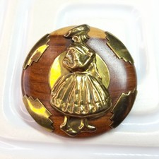 Vintage Peruvian Brooch Wooden