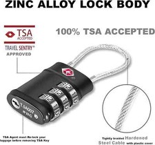 TSA Approved Combination Padlock 3 Digit Wire Lock TSA Lock TSA Cable Travel