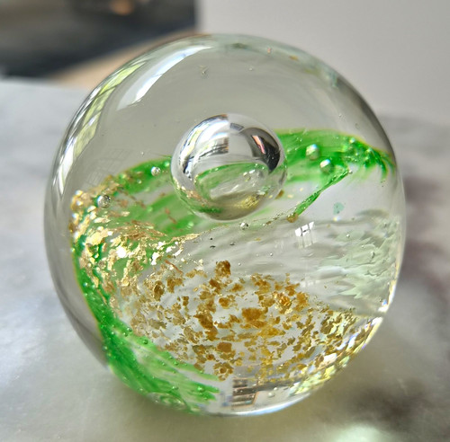 Clear green gold art glass - green,