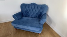 blue velvet 2 seater sofa / chair love seat