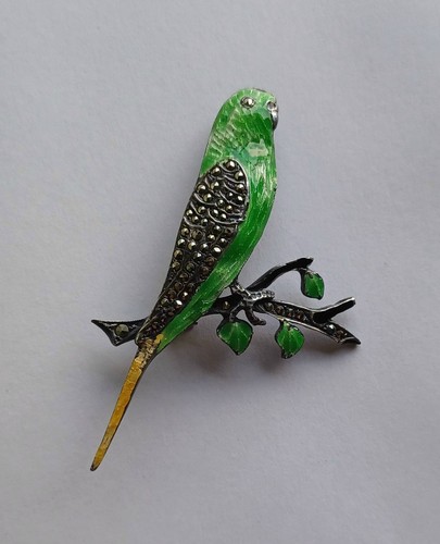 Art deco budgie brooch - art,