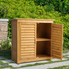 Wooden Garden Shed Shelving Small Tools Storage Outdoor Lawn Mower Wood Cabinet