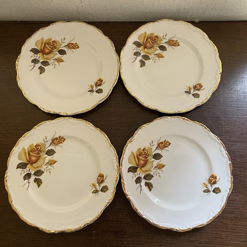 Yellow rose design side plates - yellow,