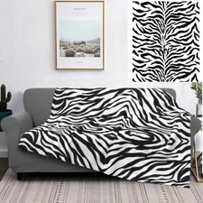 Faux Fur Zebra Skin Design Super Soft Warm Animal Skins Blanket Sofa Bed Throw