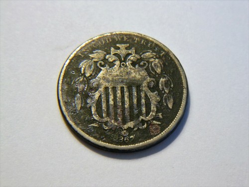 1867 shield nickel with - shield, vf