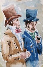 Jane Austen Festival 3 regency costume dress original watercolour painting