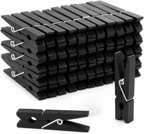 Zeno black wooden pegs - wooden, –
