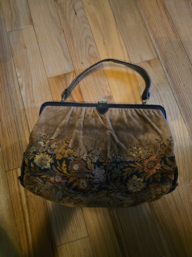 Vintage velvet carpet bag - vintage,