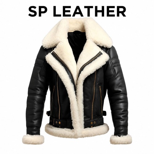 Men leather jacket bomber - leather, b3