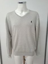 POLO By Ralph Lauren Knitted Jumper Sweater Knit Grey Size XL V Neck Knit