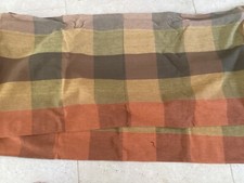 Vintage Big Check Heavy Curtains Orange 1960s 1970s 66” Wide  x 75” Long