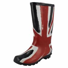 GIRLS BOYS SPOT ON PULL ON MID CALF WELLIES UNION JACK WELLINGTONS BOOTS X1174