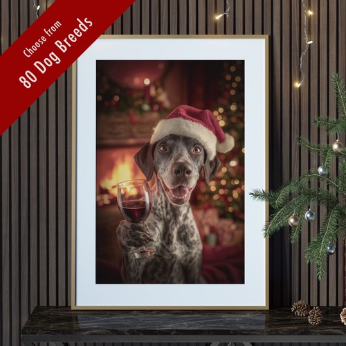 Funny dog christmas wall art - christmas,
