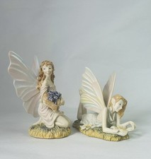 2 1994 Vintage Jenny Oliver Faeries Figurines Roselaine JO909 & Lavendria JO904