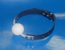 NEW Real Leather 48mm WHITE SILICONE BALLGAG Locking Buckle bondage ball gag #2