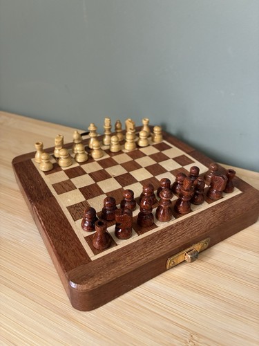 Vintage magnetic wooden chess - vintage,