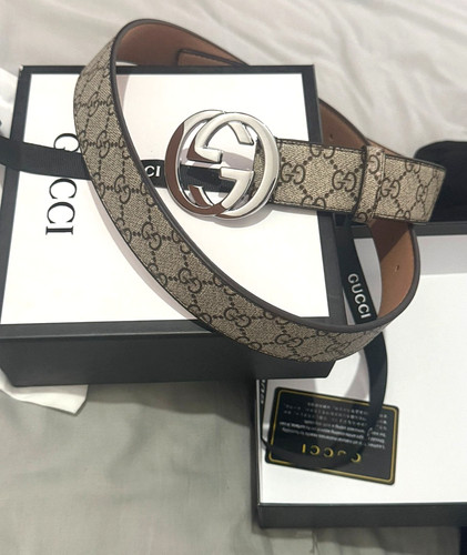 Gucci leather belt with silver - gucci,