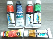 DALER-ROWNEY / WINSOR&NEWTON ACRYLIC PAINTS JOBLOT, 75ml TUBES, MIXED LOT, USED