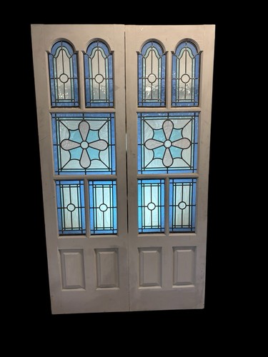 Edwardian stained glass doors - stained,