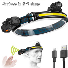 1Pcs Head Torch Rechargeable Waterproof Headlamp Motion COB Sensor Headlight LED