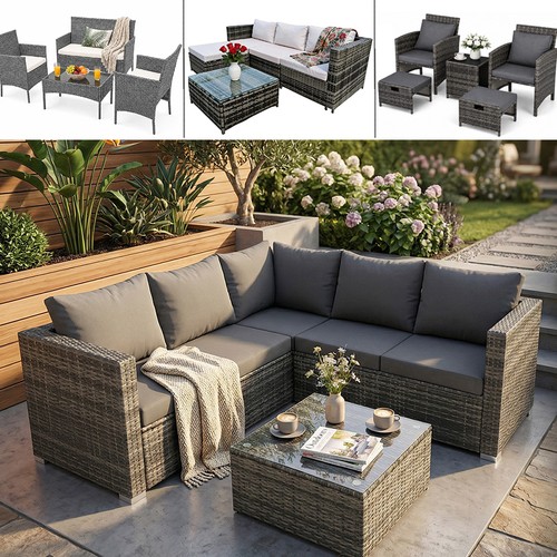 Rattan garden furniture set - garden,