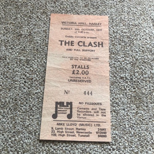 The clash ticket - victoria, hall