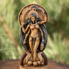 Kali Ash Wood Statue Hindu