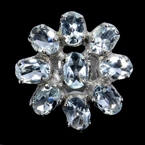 Silver ring aquamarine blue - aquamarine,