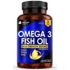 Omega 3 Supplements 2000mg Softgels - High Strength Fish Oil + Vitamin E