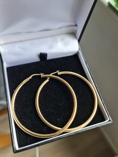 9ct yellow gold large 60mm - gold,