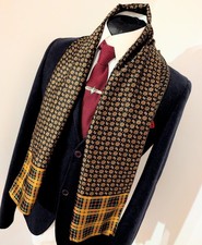 Men's Vintage Paisley Scarf, 60’s All Original Tassel Brown Mod Silk Cravat