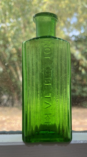 Antique green glass poison - antique,