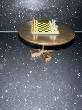 Dolls House 1/16th - Magnetic Chess Set with Board & Circular Wooden Table. VGC