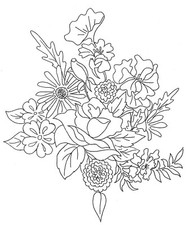 Embroidery Transfer Iron On Floral Flower Bouquet Cottage Garden - 20 x 17 cm