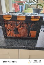LARGE VINTAGE RUSTIC CARVED AFRICAN BOX/CHEST