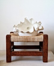 English Rush Seat Stool Woven Country Farmhouse Antique Postage Available