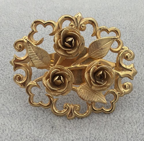 Vintage floral gold tone - vintage,