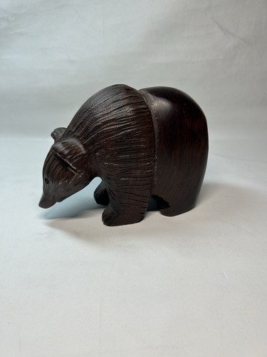 Hand carved wooden bear - wooden,