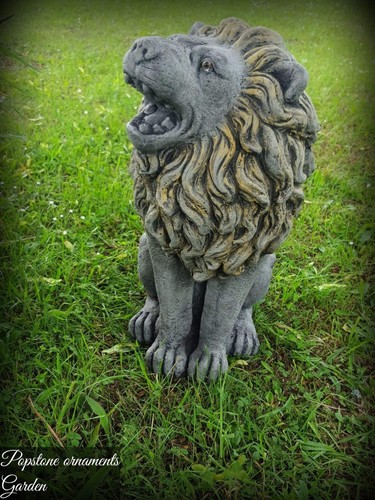Large sitting lion statue - large,