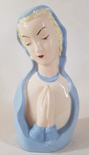 Vintage Italian Style H/P Porcelain Praying Virgin Mary Statue Religious Figure