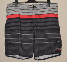 Mens Grey STriped O'Neill Surf Boardshorts Swim Trunks Shorts Size 36"