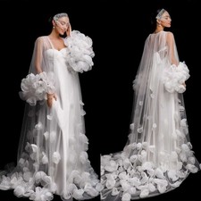 Long Tulle Wedding Cape With