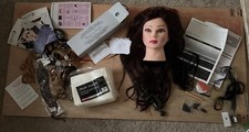 manikin head with hair and hair extension accessories 