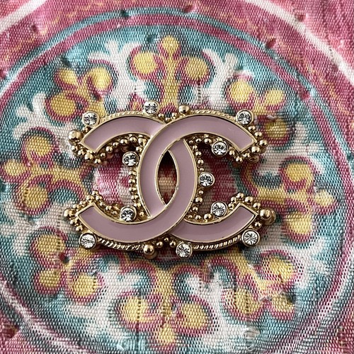 Chanel pink enamel crystal - chanel,