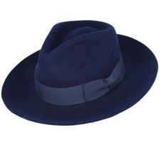 Felt Fedora Navy Stiff and