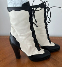BIBA RARE 90s DOES 70s VINTAGE BLACK WHITE HIGH PLATFORM BLOCK BOOTS UK5 38 £440