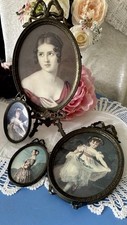 Brass Oval Pictures Frames  With Bows Ladies Amazing Two Large Two Small