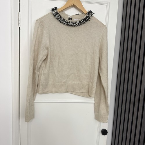Cream pearl embellished knit - cream,