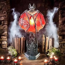Gothic Wings of Night Halloween Lamp – Gothic Decor Bat Wing Light with Red Glow